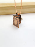 Rose Gold TINY Book Locket Necklace Bookworm Gift Ideas Personalized Customized Jewelry AN5030