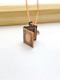 Rose Gold TINY Book Locket Necklace Bookworm Gift Ideas Personalized Customized Jewelry AN5030