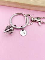 Silver Diamond Shape Charm Keychain Employee Gifts Ideas Personalized Customized Made to Order, AN5438