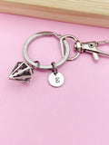 Silver Diamond Shape Charm Keychain Employee Gifts Ideas Personalized Customized Made to Order, AN5438