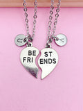 Silver Best Friends Heart Charm Necklace Best Friends Gifts Idea Personalized Customized Made to Order, N5487