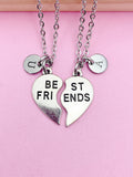 Silver Best Friends Heart Charm Necklace Best Friends Gifts Idea Personalized Customized Made to Order, N5487