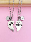 Silver Best Friends Heart Charm Necklace Best Friends Gifts Idea Personalized Customized Made to Order, N5487