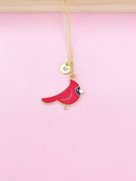 Gold Red Cardinal Charm Necklace Birthday Gifts, Personalized Customized Gifts, N5257