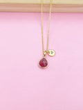 Gold Strawberry Quartz Charm Necklace, N4945A