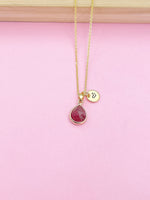 Gold Strawberry Quartz Charm Necklace, N4945A
