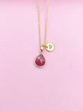 Gold Strawberry Quartz Charm Necklace, N4945A
