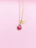 Gold Strawberry Quartz Charm Necklace, N4945A