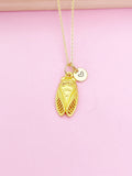 Gold Cicada Charm Necklace Entomology Gifts Ideas, Personalized Customized Gifts, N5342