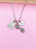 Optometrist Necklace, Eye Chart Glasses Charm, Personalized Initial