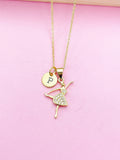 Gold Ballet Girl Dance Charm Necklace Customize Personalized Gift Ideas, N1038