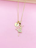 Gold Ballet Girl Dance Charm Necklace Customize Personalized Gift Ideas, N1038