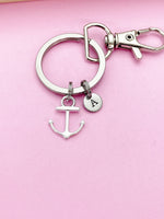 Silver Anchor Charm Keychain Customize Personalize Gift Ideas AN866