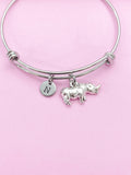 Silver Rhinoceros Charm Bracelet Rhino Charm, Personalize Customize Gifts, N1740