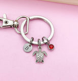 Silver Sea Turtle Charm Keychain Biologist Zoologist Zoology Gifts Ideas Personalized Customized Made to Order, N5562