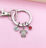 Silver Sea Turtle Charm Keychain Biologist Zoologist Zoology Gifts Ideas Personalized Customized Made to Order, N5562