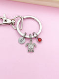 Silver Sea Turtle Charm Keychain Biologist Zoologist Zoology Gifts Ideas Personalized Customized Made to Order, N5562