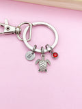 Silver Sea Turtle Charm Keychain Biologist Zoologist Zoology Gifts Ideas Personalized Customized Made to Order, N5562