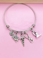Silver DNA Brain Microscope Stethoscope Bracelet Neurosurgeons Psychiatrists Psychology Brain Doctor School Gifts Ideas, AN4002