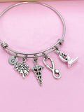 Silver DNA Brain Microscope Stethoscope Bracelet Neurosurgeons Psychiatrists Psychology Brain Doctor School Gifts Ideas, AN4002