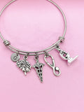 Silver DNA Brain Microscope Stethoscope Bracelet Neurosurgeons Psychiatrists Psychology Brain Doctor School Gifts Ideas, AN4002