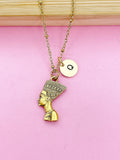 Gold Queen Nefertiti Charm Necklace, Egypt Queen Nefertiti, BN1958