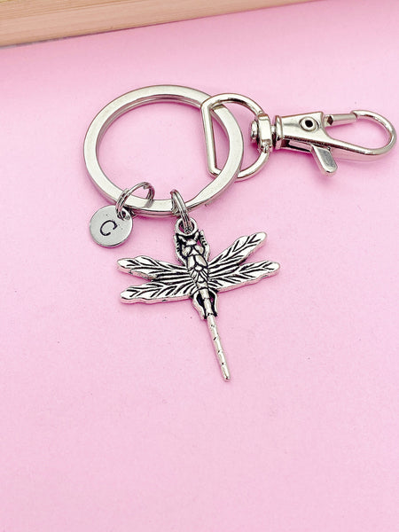 Silver Dragonfly Charm Keychain Personalized Customize Gifts, AN56