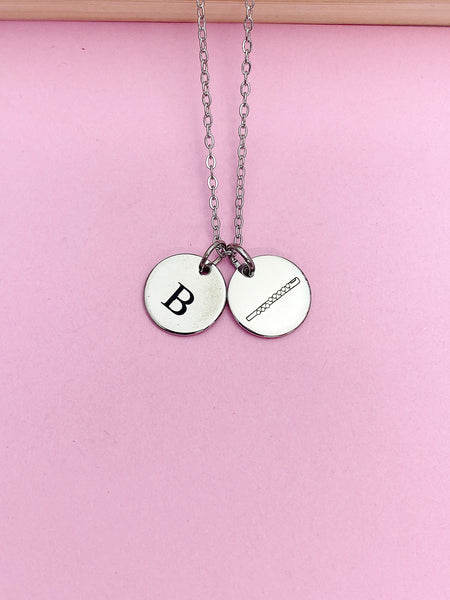 Silver Flute Charm Necklace Music Instrument School Marching Band Gifts Idea Personalized Customized Made to Order, D430