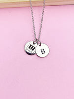 Silver Piano Keyboard Charm Necklace Music Instrument School Marching Band Gift Idea Personalized Customized Made to OrderD433