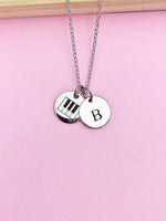 Silver Piano Keyboard Charm Necklace Music Instrument School Marching Band Gift Idea Personalized Customized Made to OrderD433