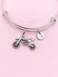 Silver Dirt Bike Charm Bracelet Motorcycle Sport Gifts Necklace Keychain Option, N1565A