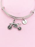 Silver Dirt Bike Charm Bracelet Motorcycle Sport Gifts Necklace Keychain Option, N1565A