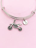 Silver Dirt Bike Charm Bracelet Motorcycle Sport Gifts Necklace Keychain Option, N1565A