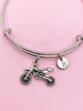 Silver Dirt Bike Charm Bracelet Motorcycle Sport Gifts Necklace Keychain Option, N1565A