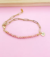 Rhodochrosite Bracelet, Natural Gemstone Jewelry N4011