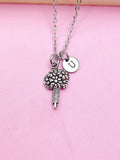 Silver Flower Bouquet Charm Necklace Florist Flower Shop Gifts Idea Personalized Customized Made to Order, AN2209