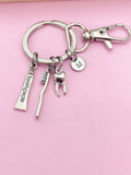Dentist Keychain, Toothbrush Toothpaste Molar Charm, Personalized Initial Gift
