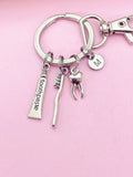 Dentist Keychain, Toothbrush Toothpaste Molar Charm, Personalized Initial Gift