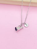 Cheerleader Megaphone Charm Necklace, Initial Pendant