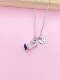 Cheerleader Megaphone Charm Necklace, Initial Pendant