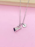 Cheerleader Megaphone Charm Necklace, Initial Pendant