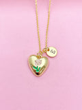 Gold Pink Tulip Heart Charm Necklace Spring Birthday Mother's Day Gifts Ideas Personalized Customized Made to Order, N5543