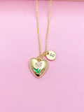 Gold Pink Tulip Heart Charm Necklace Spring Birthday Mother's Day Gifts Ideas Personalized Customized Made to Order, N5543