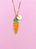Gold Carrot Charm Necklace Best Friends Vegan Gifts Idea Personalized Customized Made to Order, N3575