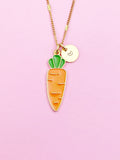 Gold Carrot Necklace, Initial Charm, Vegan Gift, N3575