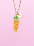 Gold Carrot Charm Necklace Best Friends Vegan Gifts Idea Personalized Customized Made to Order, N3575