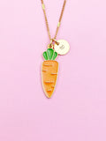 Gold Carrot Charm Necklace Best Friends Vegan Gifts Idea Personalized Customized Made to Order, N3575