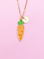 Gold Carrot Charm Necklace Best Friends Vegan Gifts Idea Personalized Customized Made to Order, N3575