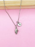 Silver Corn Cob Charm Necklace, Initial Charm, Foodie Gift