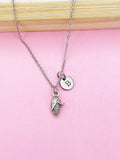 Silver Corn Cob Charm Necklace, Initial Charm, Foodie Gift